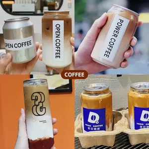 Fábrica personalizable Superventas 250ml PET Botella de jugo de plástico transparente Fácil de tirar Lata Botella de té de la leche Botellas de bebidas frías