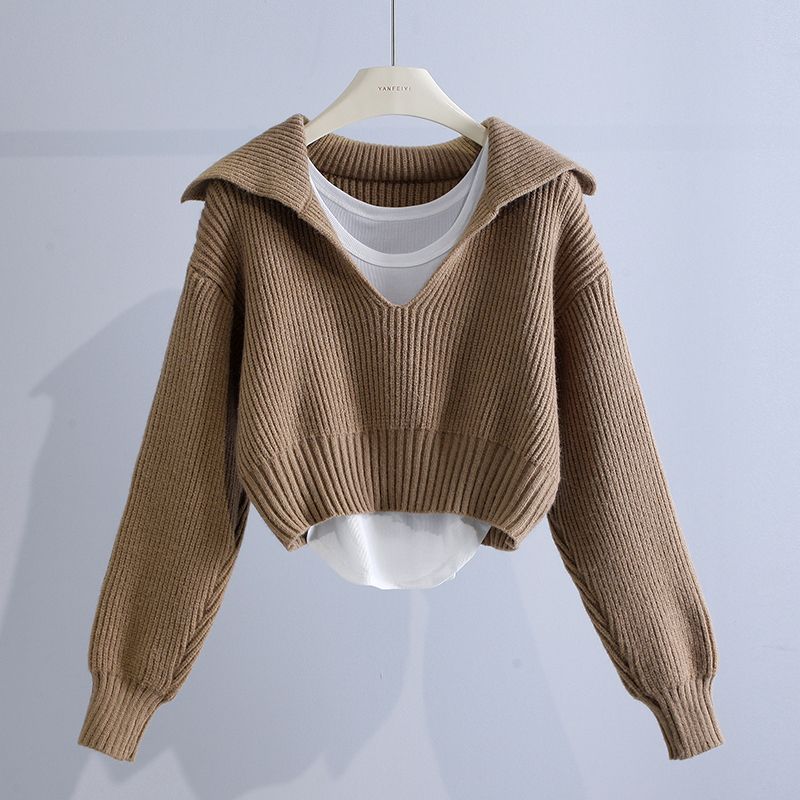 Sailor-Collar-Knitted-Pullover