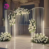 Décoration de mariage arc de fleurs structure de fleurs perles rideau toile de fond avec fleur pour décoration murale de scène de mariage