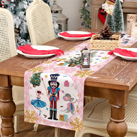 Chemin de table en lin pour Noël avec logo personnalisé, faible MOQ, 13x72 pouces pour table à manger - Décoration de fête lavable à franges