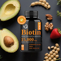 Capsules de biotine en marque blanche 1000mcg, 60 unités, pour soutenir la santé des cheveux, de la peau et des ongles, usage adulte, durée de conservation de 24 mois, sans E171, végétalien, vente en gros