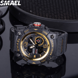 Montre SMAEL 8007 avec grand cadran de 54 mm, double affichage, étanche 30-50 m, bracelet en PU, multicolores, montre de sport d'extérieur - Product Image 4