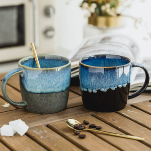 Mug à café en céramique rétro de haute qualité avec bordure dorée personnalisée - Design élégant, cadeaux d'affaires, en stock, compatible lave-vaisselle et micro-ondes - Product Image 1