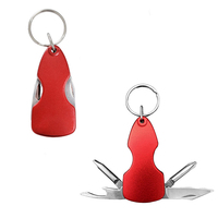 Tournevis pliant multifonction 4-en-1 personnalisé en acier inoxydable, couteau de poche, porte-clés, cadeau promotionnel, ouvre-bouteille