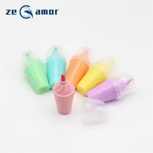 New Unique Textmarker Mini mini ice cream Promotional Gift Office High Quality Fluorescent Ink Color Highlighter pen marker