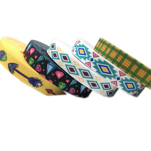 100 yardas 15mm diseño geométrico de diamante azteca impreso pliegue sobre cinta elástica FOE para manualidades DIY lazo para el cabello pulsera chica sombreros - Product Image 2