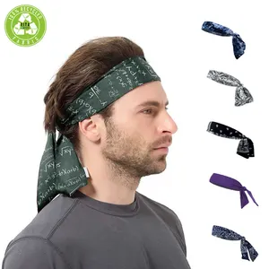 Custom logo athletic stretch hairband men's tie up head bands sport headbands for men