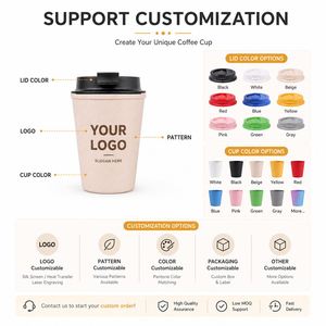 Custom logo PP 12oz Portable Double Wall Plastic Coffee Mug Promotional Gift <b>Reusable</b> Coffee <b>Cup</b> With Lid - Product Image 5
