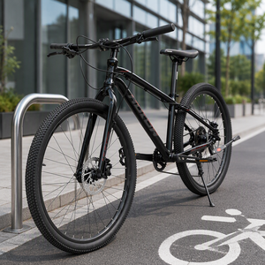 THUNDER Vélo de montagne à barre plate de 26 pouces, 9 vitesses, cadre rigide en aluminium, fourche à disque, pour déplacements en ville, L119, léger A - Product Image 2