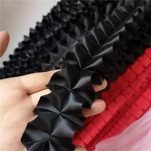 Elegant Pleated Satin Chiffon Folded Sewing Lace Fabric Embroidery Applique Trim Ribbon Guipure Evening Dress Collar DIY Carfts