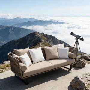 Canapé d'angle extérieur moderne de style nordique en rotin tressé, fauteuil lounge résistant aux intempéries, ensemble de loisirs de haute qualité pour <span class=keywords><strong>terrasse</strong></span>, 4 places - Product Image 4