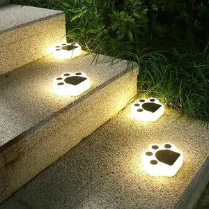 Garden Lawn Light Outdoor Waterproof Landscape Wall Stair Lamp LED Dog Bear Paw Print Solar Underground Lights for Pathway Yard