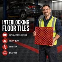 Dalles de sol emboîtables pour zones de lavage de véhicules, garages et gymnases, avec drainage intégré, étanches, couleurs personnalisables disponibles