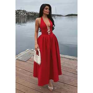 Robe de bal rouge style ballerine avec élégante décoration en nœud perlé - Product Image 5