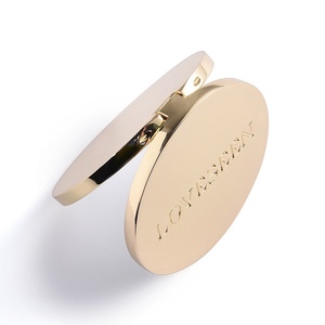 Customized Luxury <b>Small</b> Round Golden Metal Debossed Folding Handbag Cosmetic Makeup <b>Mirror</b> - Product Image 5