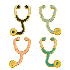 Металлические значки-броши с мягкой и твердой эмалью на заказ: «Доктор», «Сердце», «Стетоскоп» (США), медицинские значки-броши с эмалью для врачей - Product Image 2