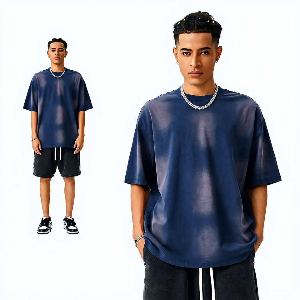 Camiseta de algodón puro con estampado Vintage de Highstreet, ropa de calle de gran tamaño, camiseta transpirable de 300gsm, 2026