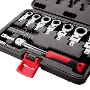 Ratchet Wrench Set 1/4 In Chrome Plated High Carbon Steel Tool Case Household Repair Kit - Product Image 3