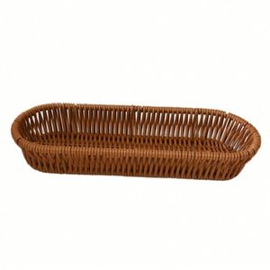 Bandeja de Servir Tejida de Mimbre y Ratán para Mesa de Comedor y Café, Porta Pasteles y Tartas - Product Image 1