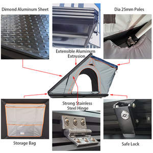 Voiture de camping SUV d'extérieur personnalisée en aluminium 4X4 Tente de toit pliable à coque rigide et cabine en aluminium pour voiture Triangle - Product Image 5