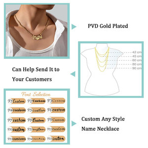 Joyería personalizada DIY Cadena de clavícula letra personalizada colgante regalo de Navidad 18K chapado en oro de acero inoxidable nombre collar - Product Image 4