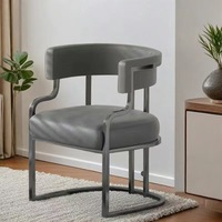 Chaise de salle à manger en cuir PU de style italien haut de gamme avec accoudoirs, pieds en métal, design moderne pour la maison, le bureau, l'hôtel, la restauration