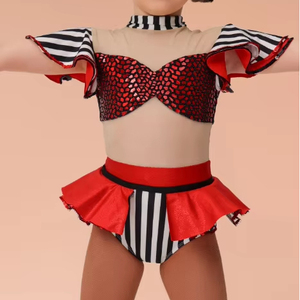 Traje de Danza de una Pieza Estilo <span class=keywords><strong>Boutique</strong></span> para Bailarinas Pequeñas, con Lentejuelas y Malla, para Jazz y Espectáculos - Product Image 1