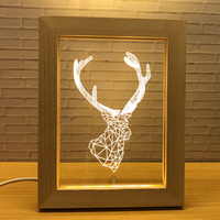 Base de lampe LED 3D carrée en bois massif minimaliste à faire soi-même avec design gravé au laser, certifiée CE, alimentée par USB, veilleuse à intensité variable