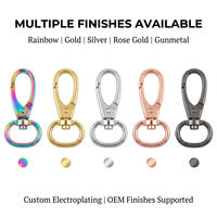 Mousqueton pivotant en métal doré de 27 mm x 10 mm avec attache en bronze pour laisse de chien, fermoir à déclenchement rapide, mousqueton rond pour sacs et porte-clés