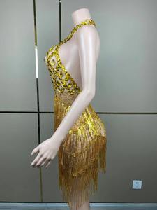 Vestido de fiesta corto de lujo para mujer europea americana verano Sexy espalda descubierta hueco cuello en V 9 colores Material de gasa Natural - Product Image 3