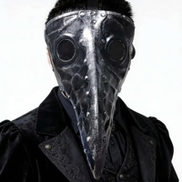 Masque intégral en latex noir vintage style bec d'oiseau avec pointes, idéal pour Halloween et cosplay