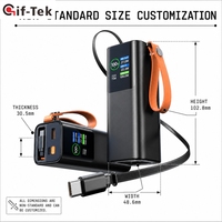 20000mAh 100W GaN Power Station dengan Kabel Retractable Pengisian Cepat Tahan Air Paduan Aluminium