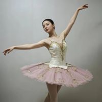 Nouvelle tenue de ballet classique professionnelle pour adultes, jupe tutu en tulle rigide/élasthanne, couleur champagne et rose