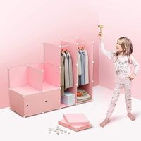 Grande Armoire Chaussures-Bit 2-Suspension Amovible Rangement Plastique 10 Portes 6-Gitter Étagères d'Angle Vêtements Chambre Maison Rose