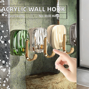 Self-Adhesive Acrylic Bathroom <strong>Hook</strong> Punch-Free <strong>Wall</strong> Mounted Towel Hanger Coat <strong>Key</strong> Hanging <strong>Hooks</strong> for Home Decor Coat Rack - Product Image 4