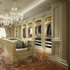 גבוהה סוף יוקרה צרפתית סגנון חדר ארונות מערכת טבע עץ מלא ארון בגדים ארגונית - Product Image 1