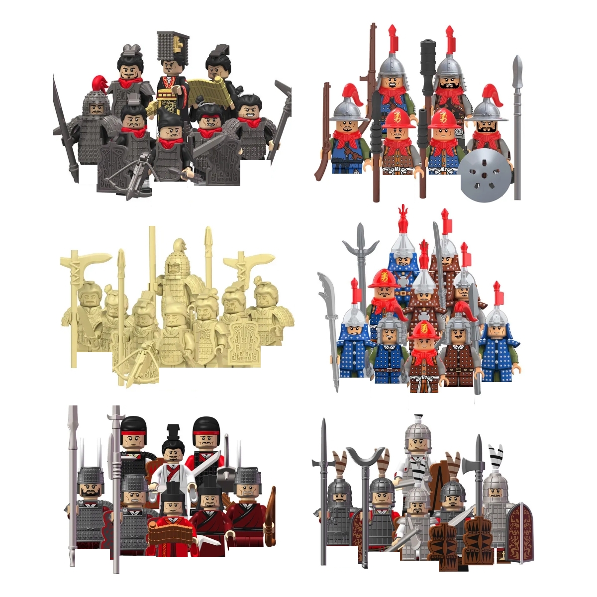 秦明将軍 KT1088-1094秦帝国汉代明朝古代士兵将军迷你积木儿童男孩玩具|