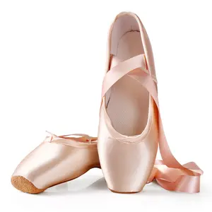 Großhandel Kind Mädchen Frauen Erwachsene Ballett Tanz Performance Wear Satin Günstige Pointe Schuhe mit Leder zehe