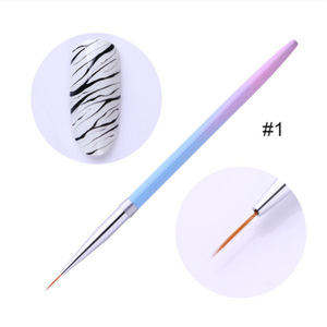 Pinceau à ongles plat en gel pour nail art, manche métallique, virole en aluminium, poils synthétiques avec capuchon, stylo de manucure pour salon de beauté - Product Image 2