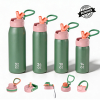 Bouteille d'eau sport isotherme sous vide en acier inoxydable 304, anti-fuite, sans BPA, écologique, avec logo personnalisé, paille et capuchon anti-poussière 12-24