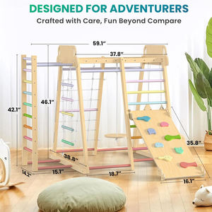 Rak Panjat Kayu Montessori untuk Bayi, Dinding Panjat Anak dengan Ring Senam, Set Perosotan, Perabot Anak - Product Image 2