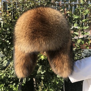 RXFurs Russian Custom Classic Furry Winter Outdoor Ear Flaps Luxury Warm Full Natural Raccoon Big Hood Real <strong>Fur</strong> <strong>Hats</strong> for <strong>Men</strong> - Product Image 1