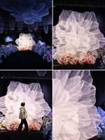 Fleurs géantes en soie faites à la main, fleurs artificielles, fleurs géantes suspendues pour mariage avec support, grande fleur en organza blanche, décoration florale