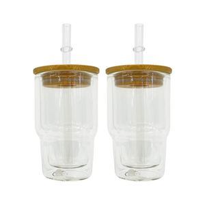 Verre à shot mini-globe à neige à double paroi de 3 oz, vierge pour sublimation, pré-percé, avec couvercles et pailles, entrepôt USA - Product Image 1