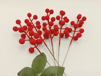 Künstliche Beflockte Plastik-Rote-Beeren-Stiele Leichtgewichtig UV-Beständig Weihnachtsbaum-Dekorationen Hochzeitsfeiern Samt