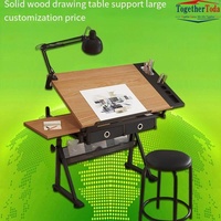 Table de formation pliante portable de style européen en bois à manivelle pour étudiants en art