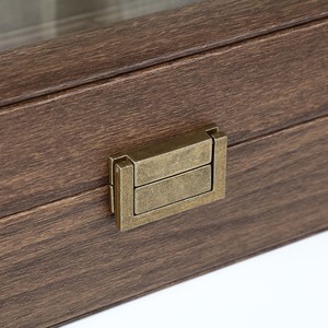 Caja de reloj de madera con 12 posiciones, organizador de almacenamiento múltiple, rectangular, 38,5x21x8cm, con tapa de cristal para colección de hombres - Product Image 3