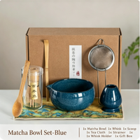 Ensemble complet de thé matcha japonais Wisteria, ensemble cadeau classique minimaliste avec bol en céramique à bec verseur et fouet en bambou Chasen