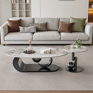 Mesa de Centro Ovalada de Acero Inoxidable, Portátil, Moderna, Minimalista, de Lujo Ligero, con Marco Metálico para Sala de Estar - Product Image 5