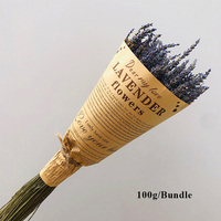 100g/bundel Lavender 2 warna 40cm bunga kering buatan tangan bundel aromatik untuk dekorasi hadiah pernikahan dengan pembungkus kertas coklat